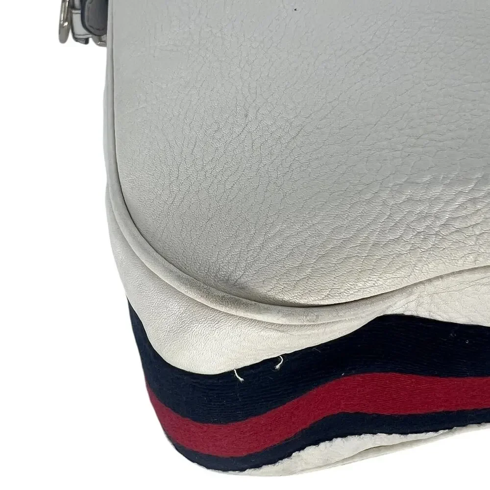 Gucci Vintage Web Leather Heritage Hobo Bag White Shoulder Bag - Picture 10 of 16